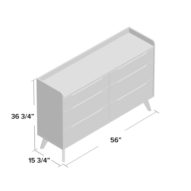 Hashtag Home Cravens 6 Drawer Standard Dresser & Reviews Wayfair
